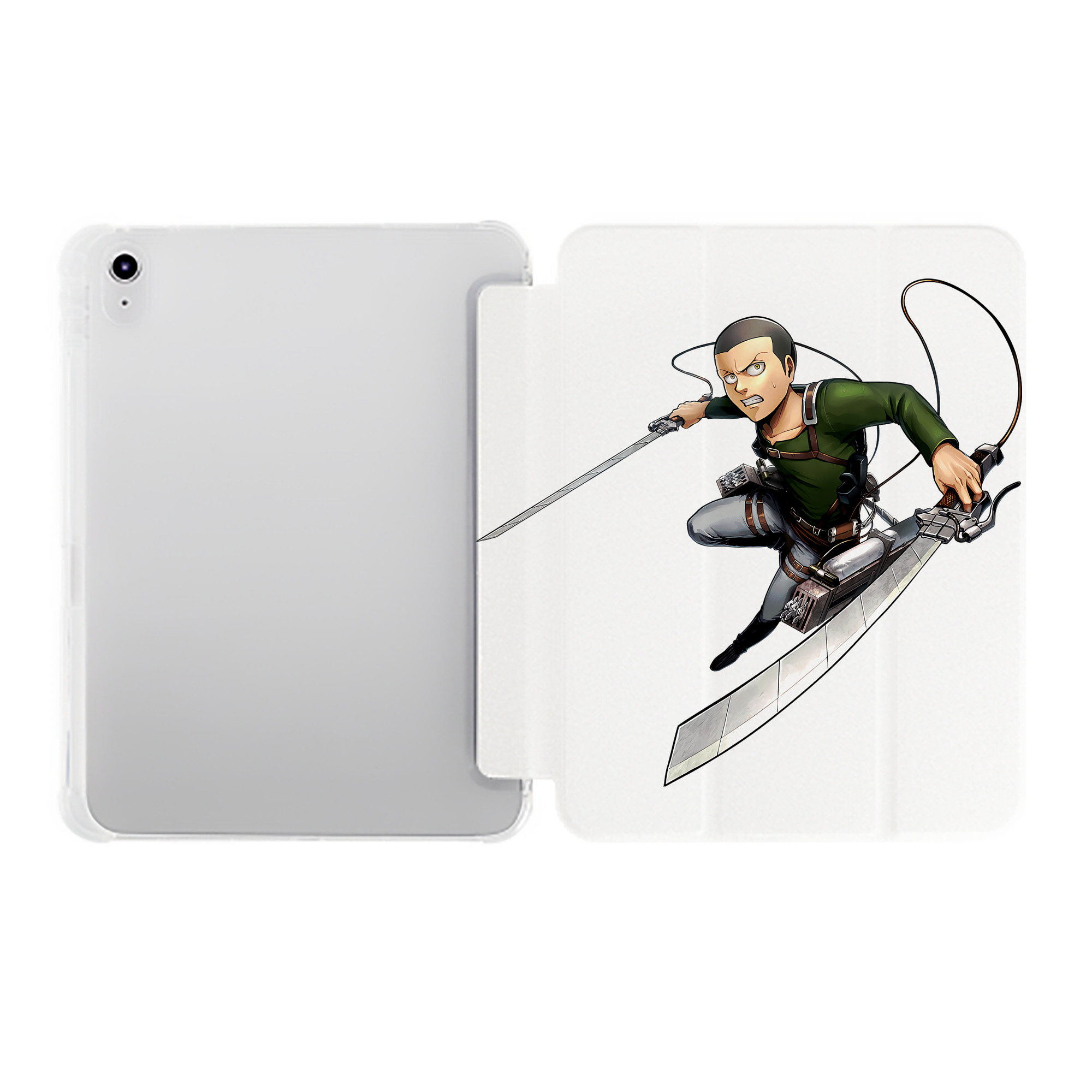 （画像用） 進撃の巨人 コニー·スプリンガー Attack on Titan Connie Springer IPad ケース ペン収納付き 三つ折りスタンド PUレザー×シリコン 対応機種9.5/10.5/10.9インチ